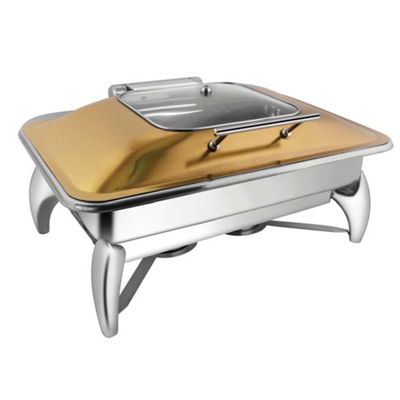 Rectangular Rose Sq Glass Lid Chafer With Smart Leg