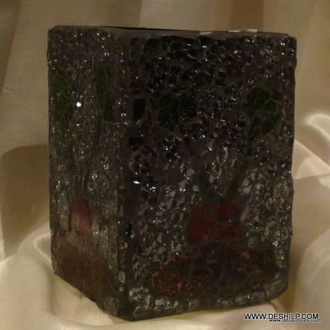 Crackle Glass Votive Candle Holder Fancy