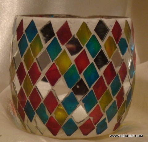 CelesteMosaic Handmade Glass Votive