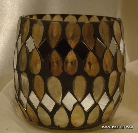 MOSAIC GLASS CANDLE VOTIVE