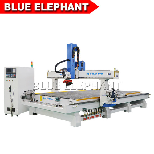 Vacuum Cleaning System Blue Elephant 2040 4 Axis Cnc Router Machine With Atc Good Quality Automatic Tool Changer Cnc Engraving Machine