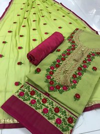 Embroidered Silk Dress Materials Suit
