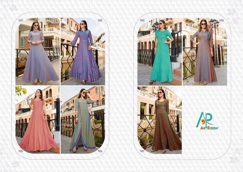 7 Two Tone Colors Party Wear Hand Work Gown