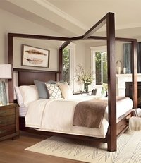 Canopy Bed - Wood, Indoor Furniture | Eye-catchy Design, Elegant Polished Finish, Easy To Install, Termite-resistant, Smooth Edges