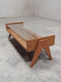 Square Center Table - Acacia Wood, Tempered Glass Top, Rustic Gray Finish | Antique Design, Scratch Resistant, Enhances Interior Charm