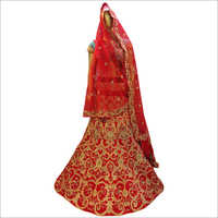 Elegant Bridal Lehenga - Unstitched Blouse Piece, Designer Dupatta, Red Color | Anti-wrinkle, Breathable, Quick Dry, Plus Size Options