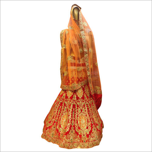 Red Heavy Embroidered Bridal Lehenga