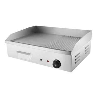 Electric Griddle - Stainless Steel 60x40 cm Silver, 2000W Power, Even Cooking, Temperature Control, Easy Clean