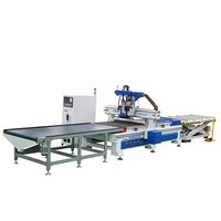 Blue Cnc Router 1325 Wood Cutting Machine With Sd-9 Gang Drill And2*6kw Hsd Spindle For Wooden Sculpture