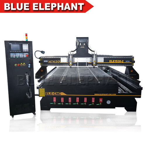 Multi Head Wood CNC Router - Metal Frame, 1500x3000x200 mm, Black | Automatic Tool Changer, Dual Spindle Design, 400 mm Rotating Device, DSP Control, FL118 Stepper Motor, YAKO2811 Driver