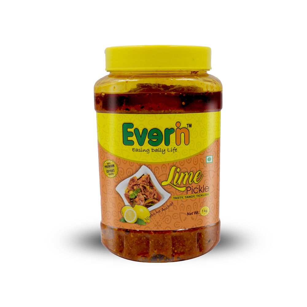 1kg Lime Pickle - Organic Spicy Lime Pickle in Food Grade PET Jar | FSSAI Certified, Mustard Oil, 81g Carbohydrates, Shelf Life 18 Months