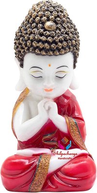 Little Baby Monk Buddha in Red Color for Home Decor