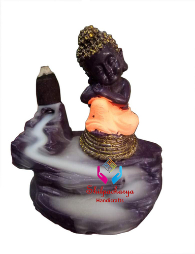 Meditating Monk Buddha with Smoke Backflow Cone Decorative Showpiece