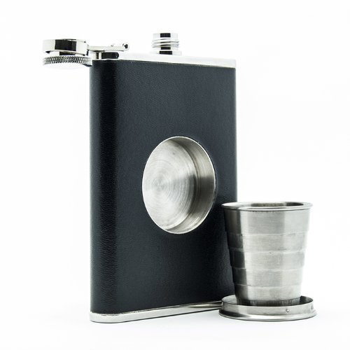 Hip Flask - Medium Stainless Steel, Black Color, Trendy Style | Good Finishing, High Quality Carry Folding Glass