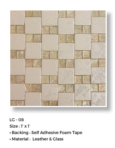 LEATHER+GLASS - 1ft x 1ft | Flat Rectangular Wall Panel with Elegant Textured Finish