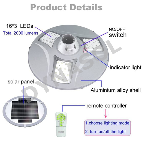 2000 Lumens Fully Automatic Remote Controlled All-In-One LED Solar Courtyard/Landscape Light