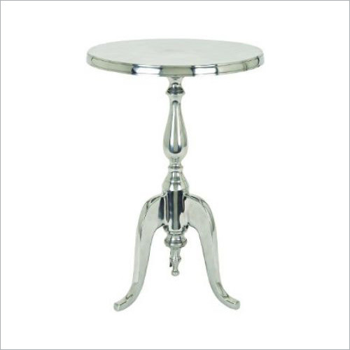 Decorative Aluminum Table - Round 24x24x24 Inch, Polished Finish, Tripod Base | Elegant Design, Lightweight, Durable, Easy Assembly