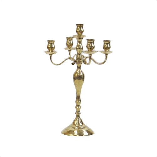 Candle Stick Holder - Metal Alloy 12-18 Inches, Golden Color | Six Candle Capacity, Elegant Design