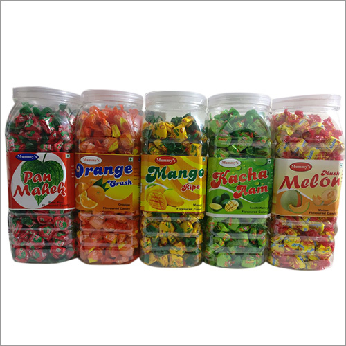 Sweet Flavoured Candies - Solid Form in Resealable Plastic Box | Includes Pan Mehek, Mango, Orange, Kacha Aam, Musk Melon Flavors