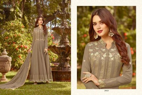 Embroidered Salwar Kameez - Cotton Light Grey Color | Breathable No Fade Washable Long Sleeve Design for Women