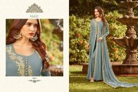 Embroidered Wedding Suits - Cotton Salwar Kameez, Light Blue, Long Sleeve, Printed Design | Washable, Breathable, No Fade