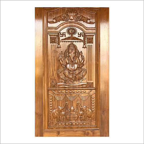 Ganesha Teak Wood Door Panel