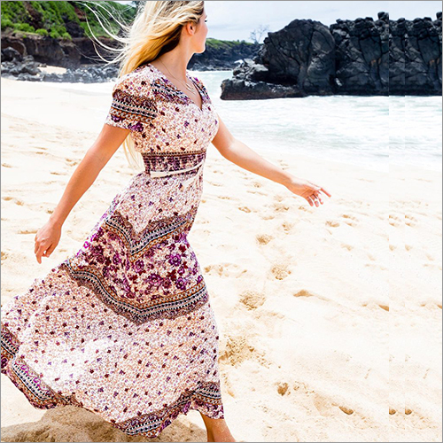 Ladies Printed Long Dress Size: Small