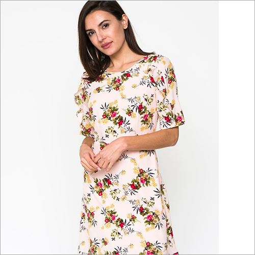 Ladies Floral Printed Short Dress Size: Small