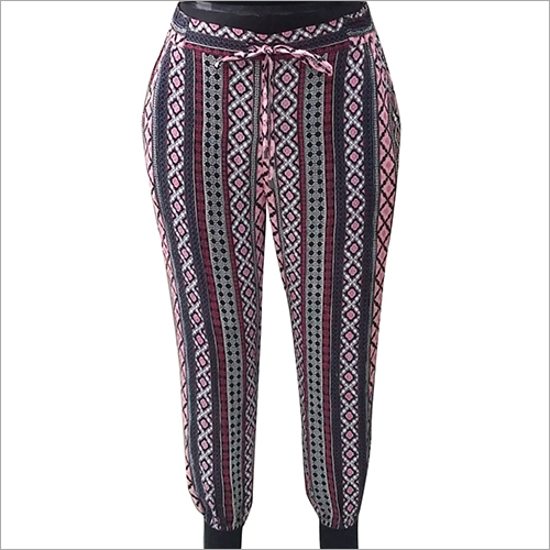 Ladies Designer Jogger - Cotton Multiple Sizes Black | Drawstring Closure Stylish Printed Design Comfortable Fit