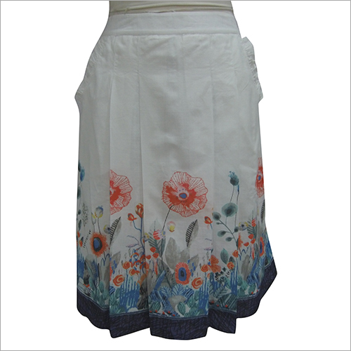 Ladies Short Floral Printed Skirt - Cotton, Multiple Sizes, White | Elastic Waist, A-line, Comfortable Fabric