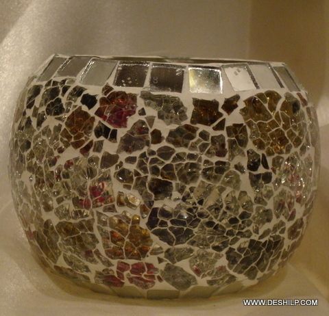 Crack Mosaic Votive Candle Holders