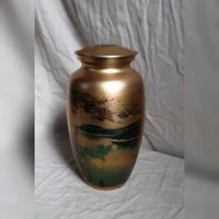 Marble Cremation Urns - Brass Metal, Brown Color, Polished Finish | Modern Art Design, Lightweight, Corrosion Resistant, Tamper-proof Packaging