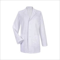 White Doctor Coat - Cotton Blend, Free Size, Knee Length, Unisex | 2 Chest Pockets, Round Collar, Buttoned Style, Full Sleeves
