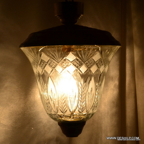 ANTIQUE GLASS WALL HANGING LAMP