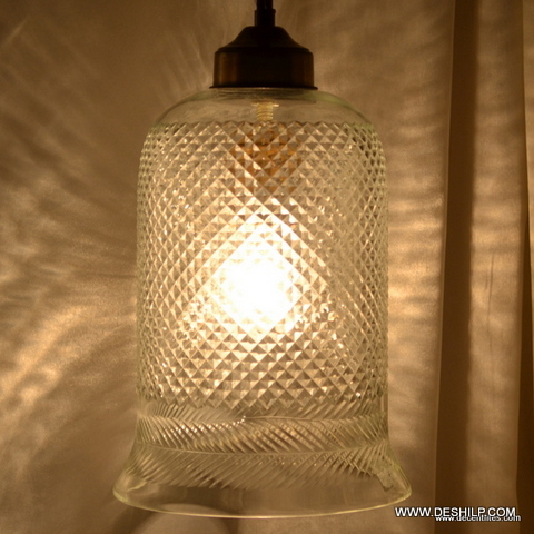 CUTTING GLASS ANTIQUE WALL HANGING LAMP