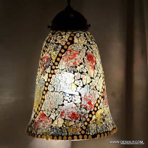 Multicolour Turkish Mosaic Hanging Lamp Light
