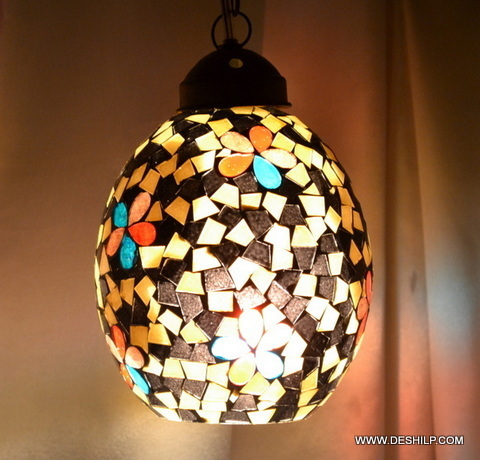 6X14 Inch Turkish Mosaic Hanging Lamp Light Hand - Color: Multicolor