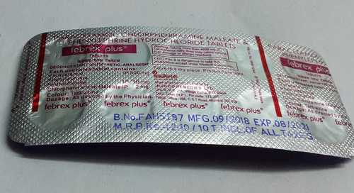 FEBREX PLUS Tablets - 1000 mg Paracetamol, Chlorpheniramine Maleate, Phenylephrine HCl | Pain Relief, Suitable for Adults, Cool & Dry Storage