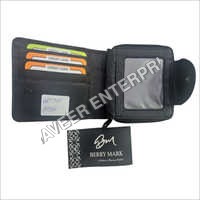 Mens Foldable Leather Wallet - Color: Black