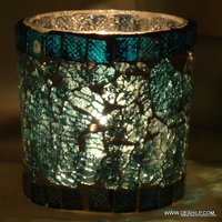 Glass Crackle Mosaic Votive Square Candle Holders