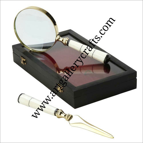Wood Handle Brass Magnifying Glass By ART GALLERY