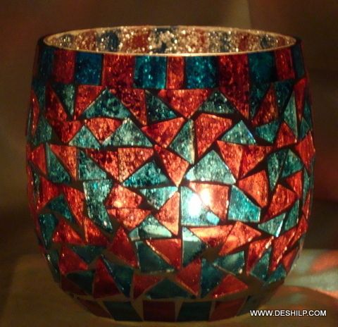 Silver & Mosaic Candle Holders
