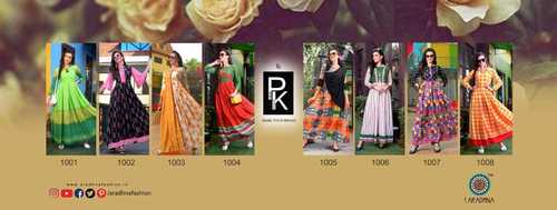 8 Colors Branded Printed Long Kurtis