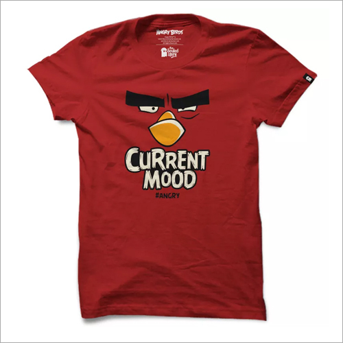 Polyester Mens Round Neck Printed T-Shirt
