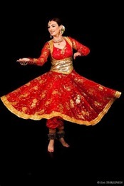 Golden Blue Kathak Dance Costume