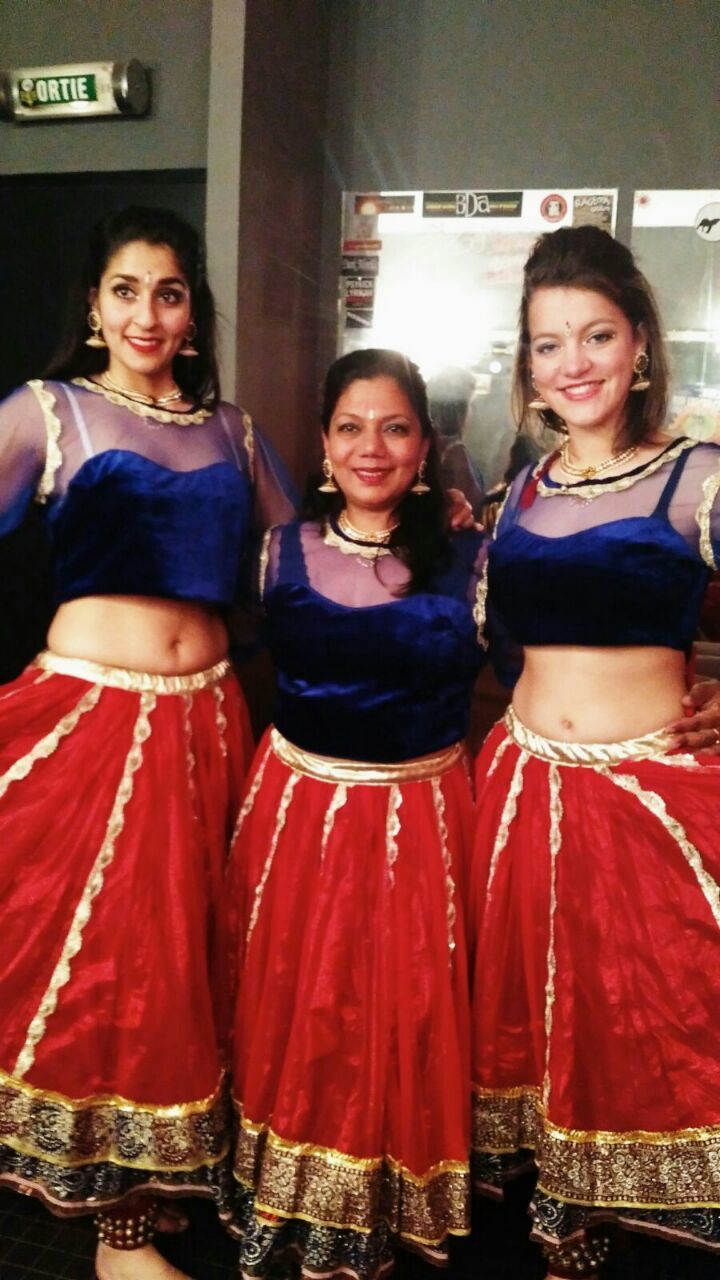 Golden Blue Kathak Dance Costume