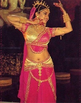 Golden Blue Kathak Dance Costume