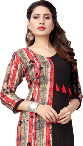 Printed Kurti - Rayon, Sizes L, M, XL | Available in 2 Hit Colors, 3/4 Sleeve Style, Classic Design with Attractive Printed Pattern for Women