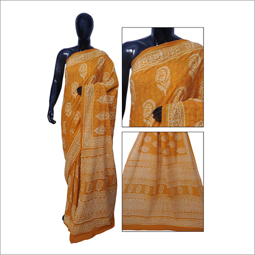 Ladies Designer Saree - High Grade Fabric, Printed Yellow Pattern | Easy to Drape for All Seasons and Long Lasting Wear