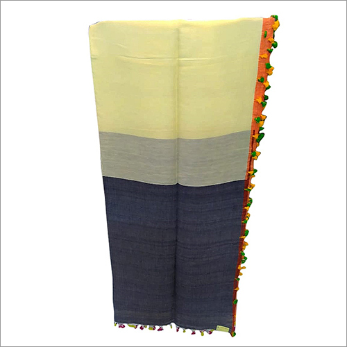 Light Yellow And Dark Grey Ladies Printed Saree